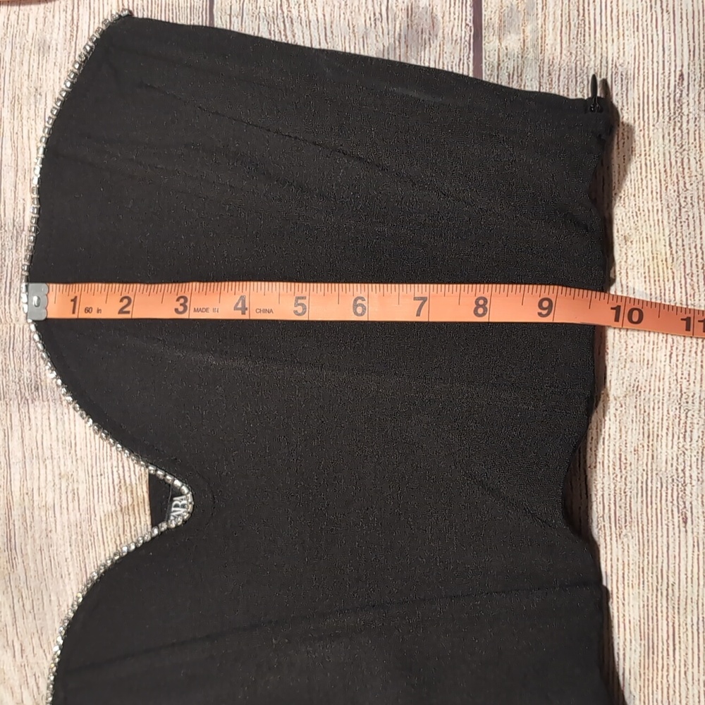 Zara Black Strapless Corset Bustier Rhinestone Detail Top Size L - Picture 11 of 11